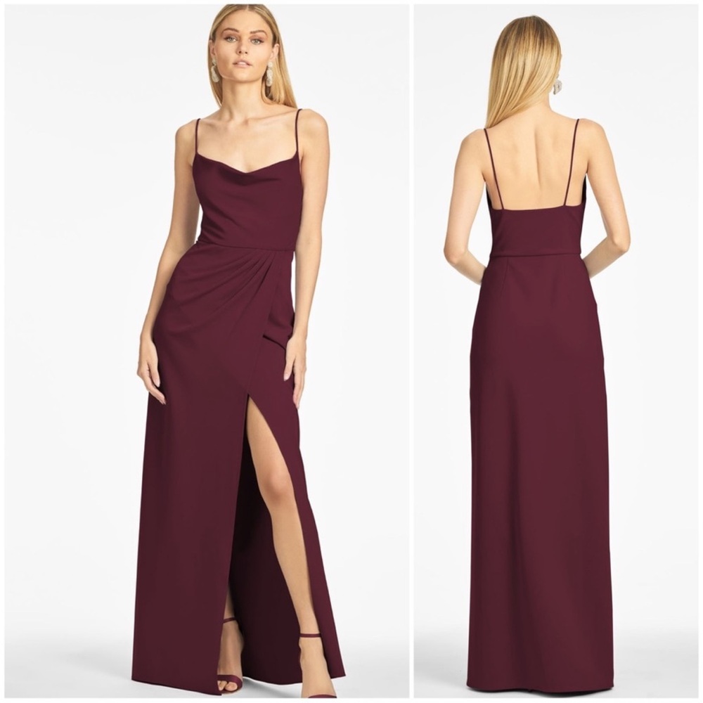 Sachin & Babi Paulina Deep Wine Bridesmaids 4-Way Stretch Crepe Gown - Reemoly